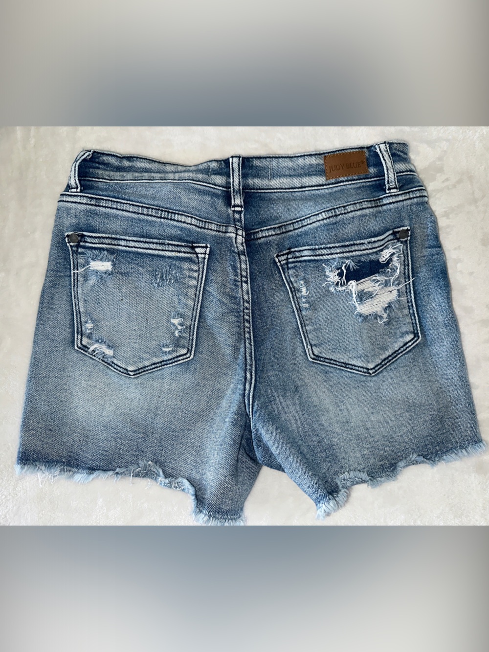 Judy Blue Light Blue Distressed Denim Cutoff Stretchy Shorts Sz M